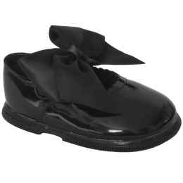 Girls Black Patent Large Satin Bow Special Occasion Shoes